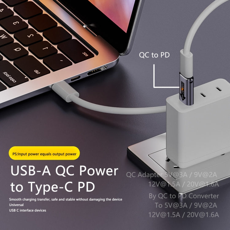 USB-A  Male QC3.1 to Type-C Female PD 10Gbps Converter Adapter, Model:Grey without Indicator Light - HoMEdemic™ 