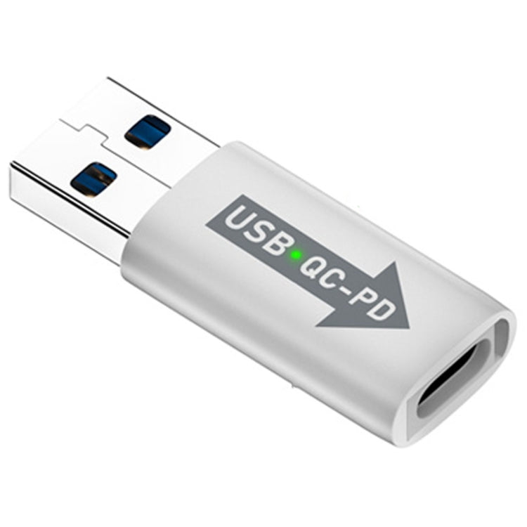 USB-A  Male QC3.1 to Type-C Female PD 10Gbps Converter Adapter, Model:White with Indicator Light - HoMEdemic™ 