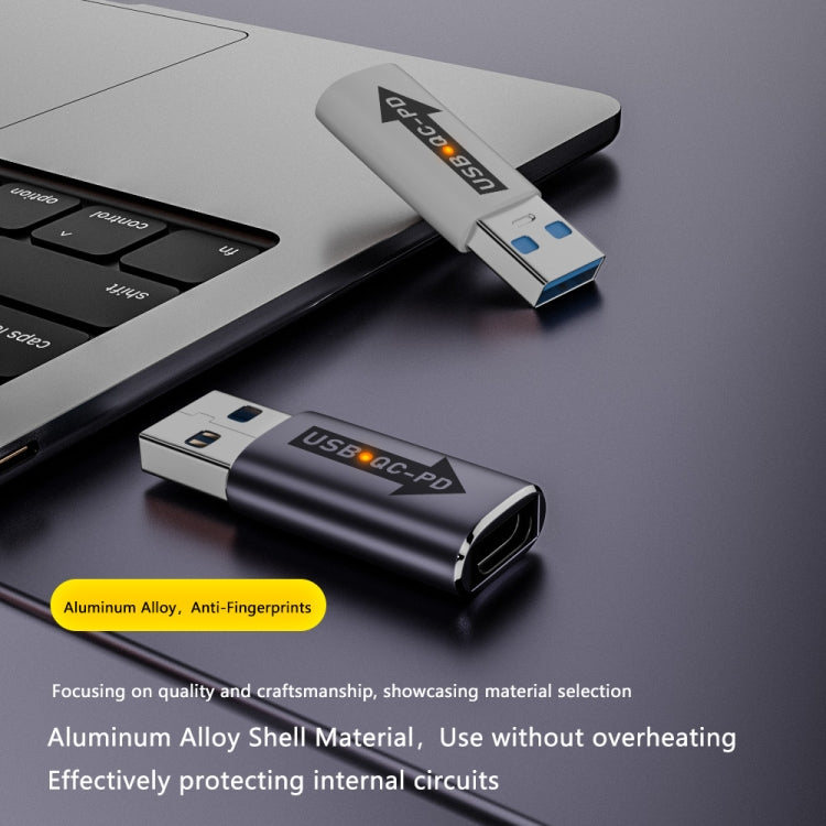 USB-A  Male QC3.1 to Type-C Female PD 10Gbps Converter Adapter, Model:White with Indicator Light - HoMEdemic™ 