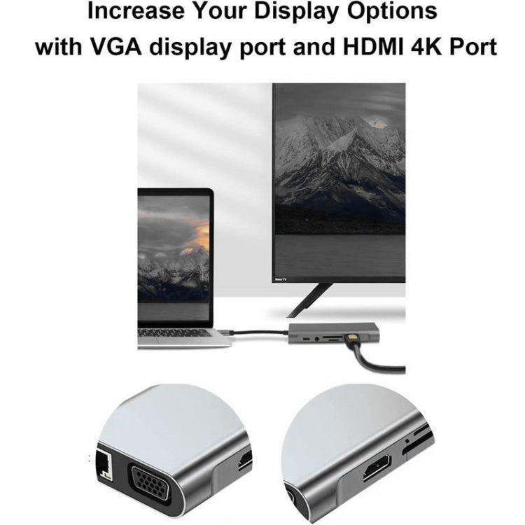 USB C HUB, USB C Adapter 11 in 1 Dongle with 4K HDMI, VGA, Type C PD, USB3.0, RJ45 Ethernet, SD/TF Card Reader, 3.5mm AUX, Docking Station Compatible with MacBook Pro/Air, Other Type C Laptops Devices - HoMEdemic™ 