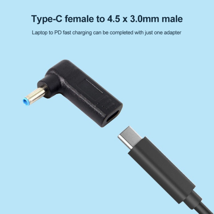 USB-C / Type-C Female to 4.5 x 3.0mm Male Plug Elbow Adapter Connector, 4.5 x 3.0mm Elbow Black, 4.5 x 3.0mm Elbow Blue - HoMEdemic™ 