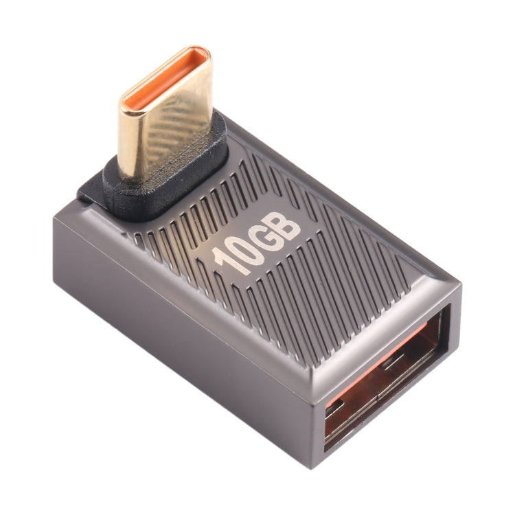 USB-C / Type-C Male to USB Female 10 Gbps 90 Degree Front Bend Charging Adapter (Gun Metal) - HoMEdemic™ 