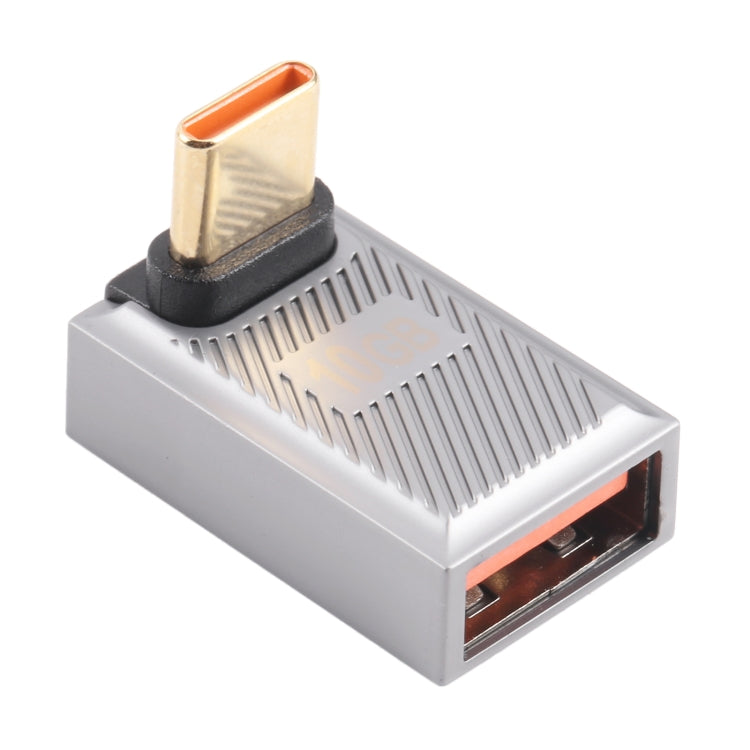 USB-C / Type-C Male to USB Female 10 Gbps 90 Degree Front Bend Charging Adapter (Silver) - HoMEdemic™ 