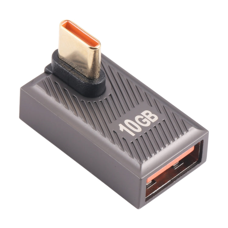 USB-C / Type-C Male to USB Female 10 Gbps 90 Degree Middle Bend Charging Adapter (Gun Metal) - HoMEdemic™ 