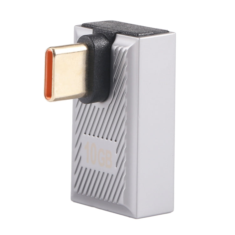 USB-C / Type-C Male to USB Female 10 Gbps 90 Degree Middle Bend Charging Adapter (Silver) - HoMEdemic™ 