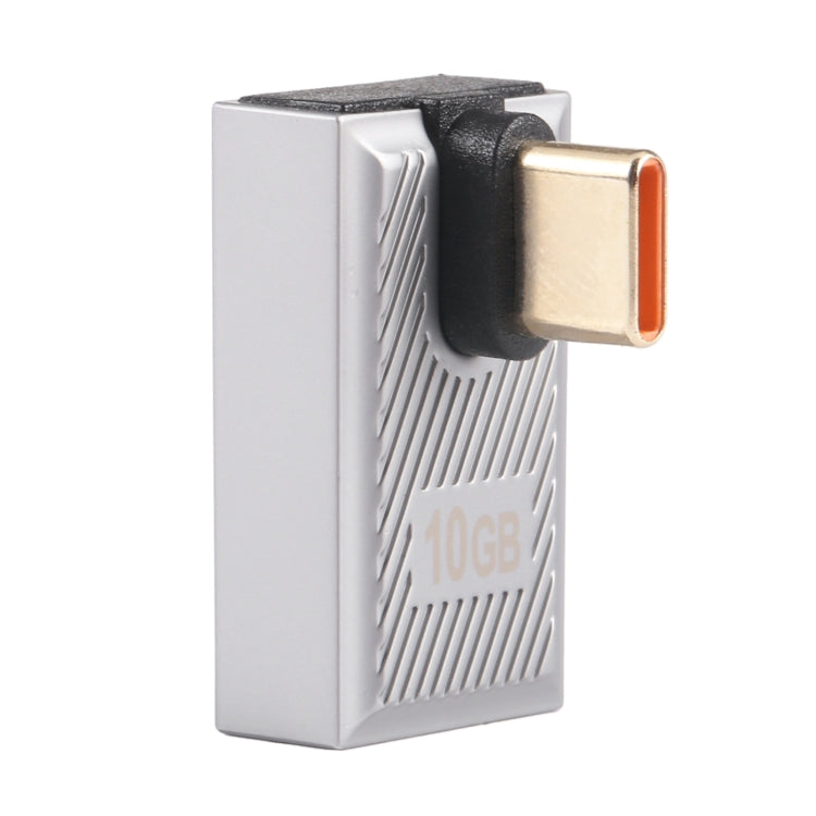 USB-C / Type-C Male to USB Female 10 Gbps 90 Degree Middle Bend Charging Adapter (Silver) - HoMEdemic™ 