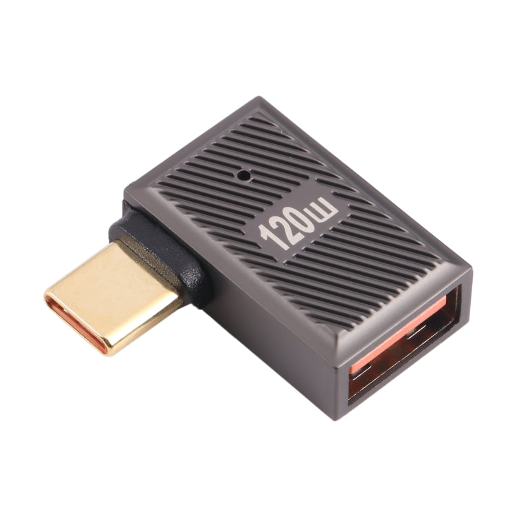 USB-C / Type-C Male to USB Female 10 Gbps 90 Degree Side Bend Charging Adapter (Gun Metal) - HoMEdemic™ 