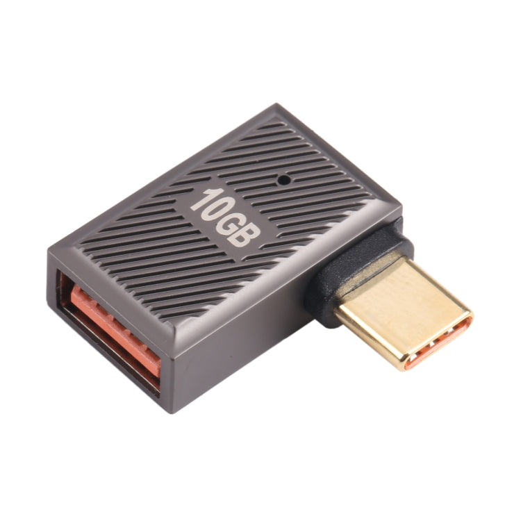 USB-C / Type-C Male to USB Female 10 Gbps 90 Degree Side Bend Charging Adapter (Gun Metal) - HoMEdemic™ 