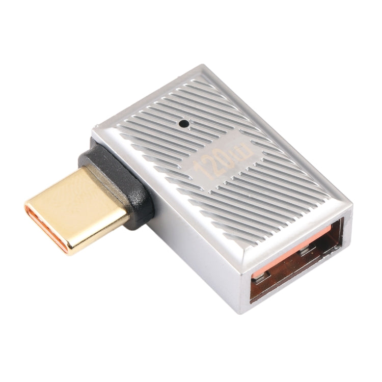 USB-C / Type-C Male to USB Female 10 Gbps 90 Degree Side Bend Charging Adapter (Silver) - HoMEdemic™ 