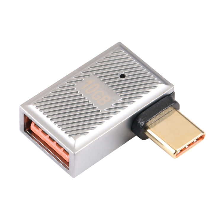 USB-C / Type-C Male to USB Female 10 Gbps 90 Degree Side Bend Charging Adapter (Silver) - HoMEdemic™ 