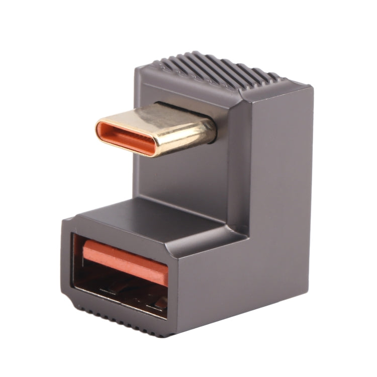 USB-C / Type-C Male to USB Female 10 Gbps U-Shaped Elbow Charging Adapter (Gun Metal) - HoMEdemic™ 