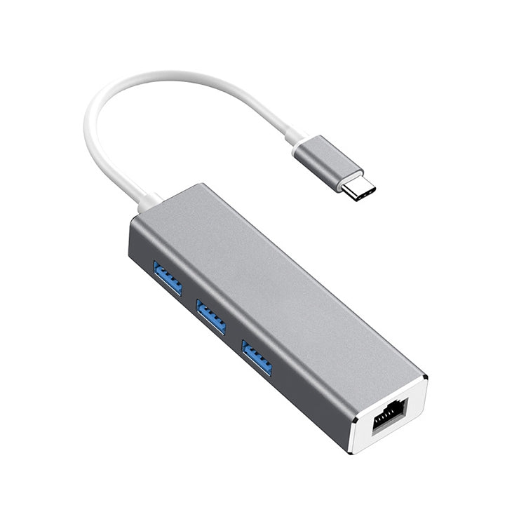 USB-C / Type-C to Gigabit Ethernet RJ45 & 3 x USB 3.0 Adapter Converter HUB, Computer External Tablet Phone Universal, Gigabit Ethernet - HoMEdemic™ 