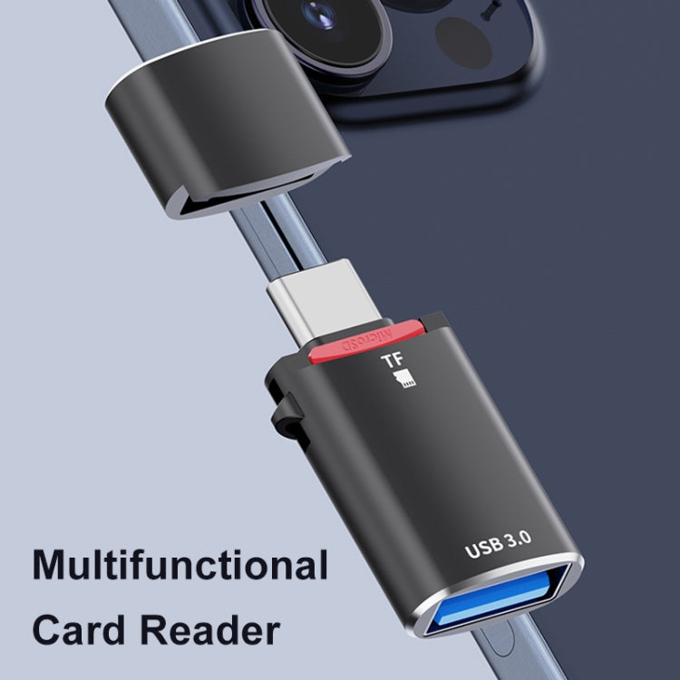 USB-C / Type-C to TF Card Multifunctional Card Reader Universal Adapter (Black) - HoMEdemic™ 