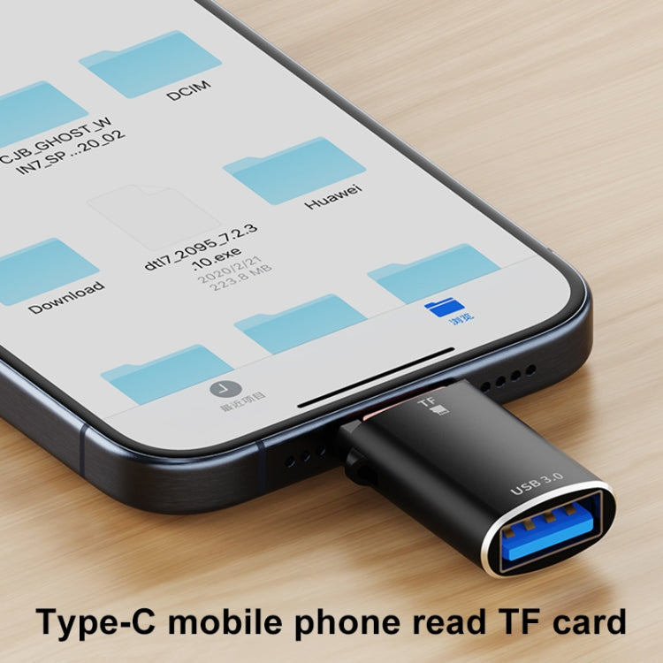 USB-C / Type-C to TF Card Multifunctional Card Reader Universal Adapter (Black) - HoMEdemic™ 
