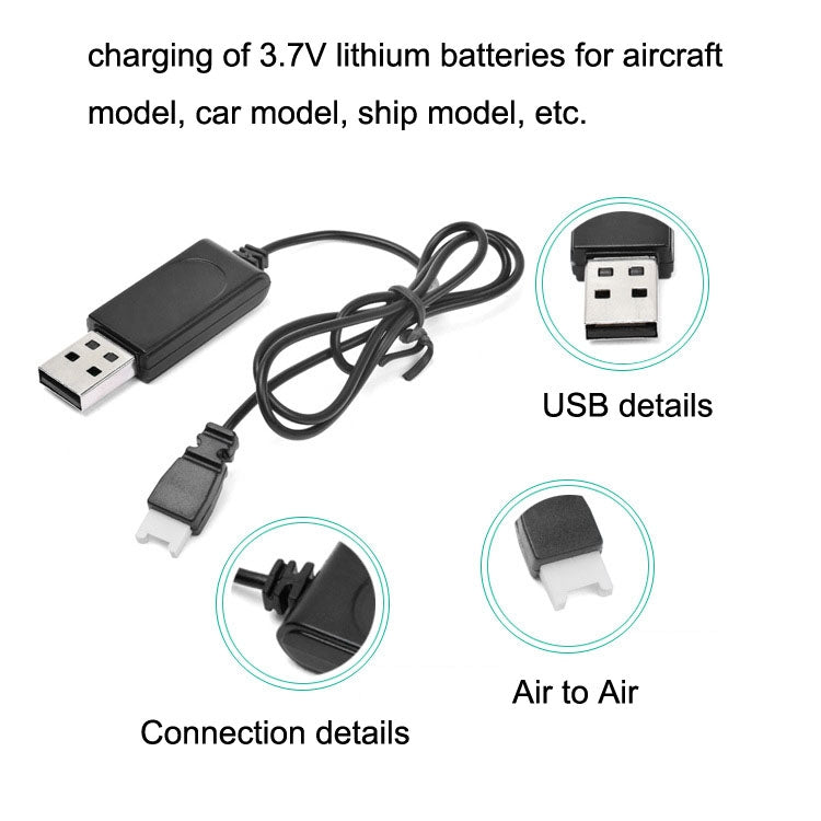 USB Charging Cable 3.7V 350mAh Air To Air Plug Without Protecting For Drone(Black) - HoMEdemic™ 