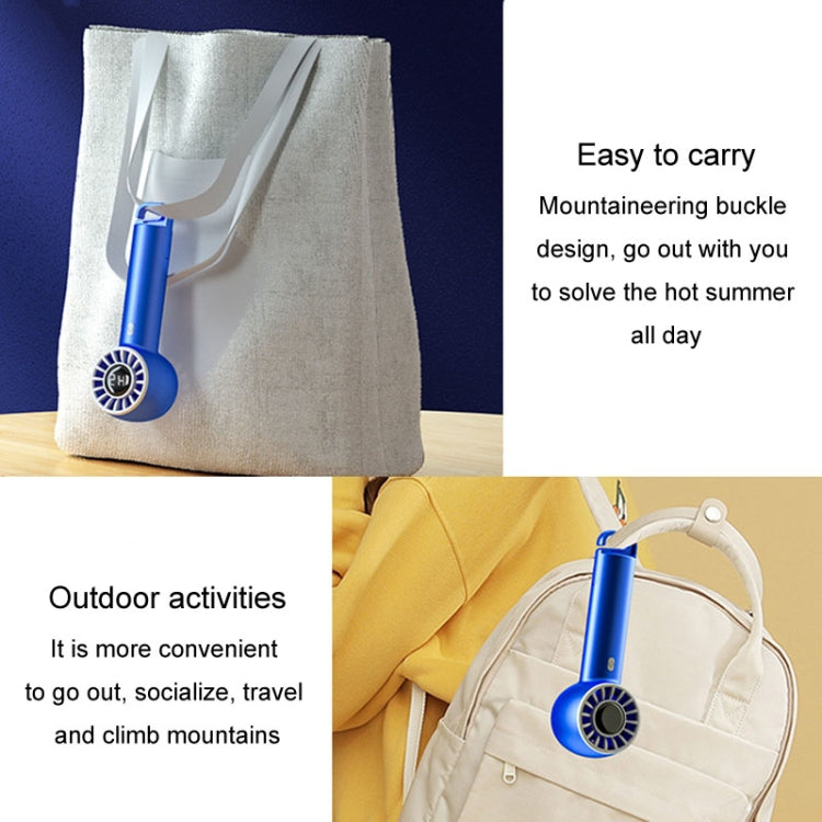 USB Charging Digital Display Handheld Turbo Fan Portable Foldable Buckle Small Fan(Blue) - HoMEdemic™ 