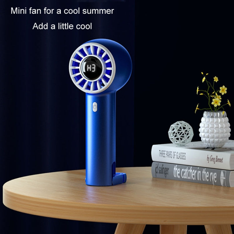 USB Charging Digital Display Handheld Turbo Fan Portable Foldable Buckle Small Fan(White) - HoMEdemic™ 