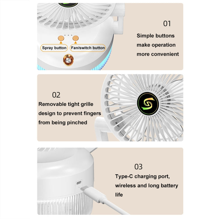 USB Charging Folding Desktop Spray Humidification Fan with Night Light(Green) - HoMEdemic™ 