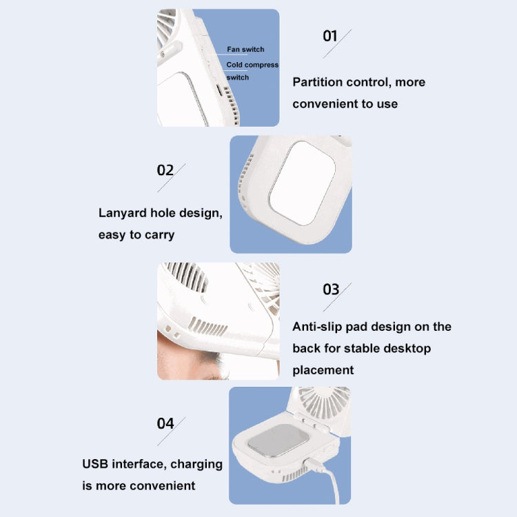 USB Charging Folding Outdoor Handheld Mini Cold Compress Fan Desktop Cooling Fan(White) - HoMEdemic™ 