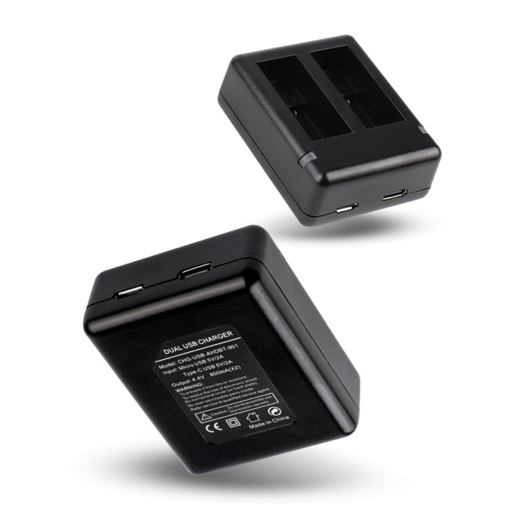 USB Dual Batteries Charger with Cable & Indicator Light for GoPro HERO9 Black / HERO10 Black / HERO11 Black / HERO12 Black(Black) - HoMEdemic™ 