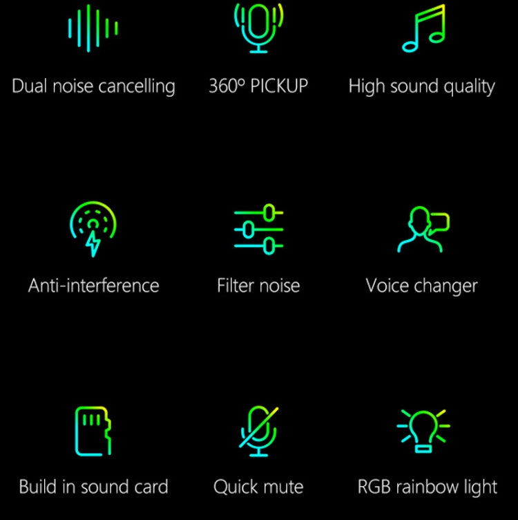 USB Gaming Microphone Built In Sound Card 5 Voice Changing Modes with RGB Lighting - HoMEdemic™ 