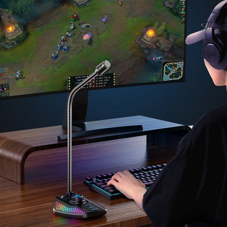 USB Gaming Microphone Built In Sound Card 5 Voice Changing Modes with RGB Lighting - HoMEdemic™ 