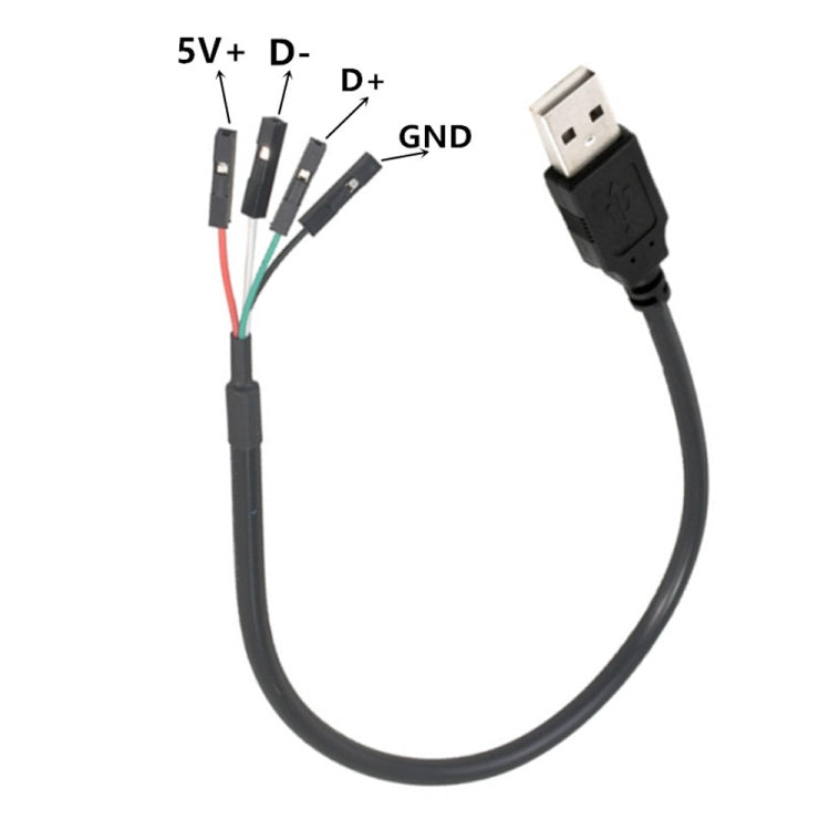 USB Male JUNSUNMAY USB 2.0 A to Female 4 Pin Dupont Motherboard Header Adapter Extender Cable, Length: 0.3m - HoMEdemic™ 