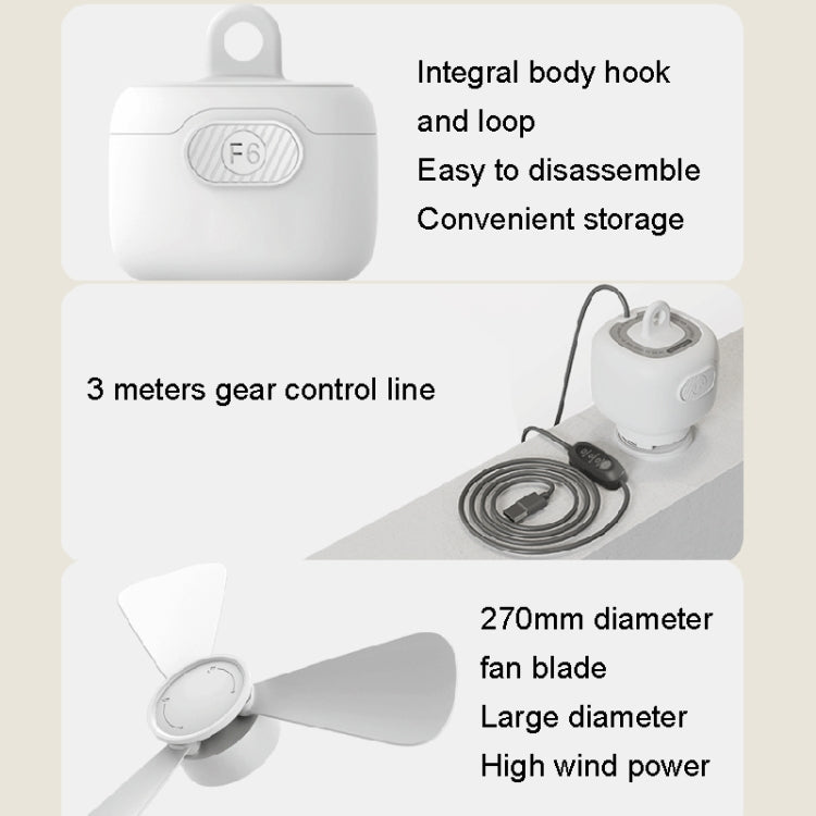 USB Plug-in Version Small Ceiling Fan Camping Outdoor Portable Hanging Fan(White) - HoMEdemic™ 