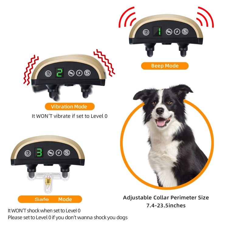 USB Rechargeable Waterproof Dog Bark Collar With Vibration And Beep(Gold) - HoMEdemic™ 