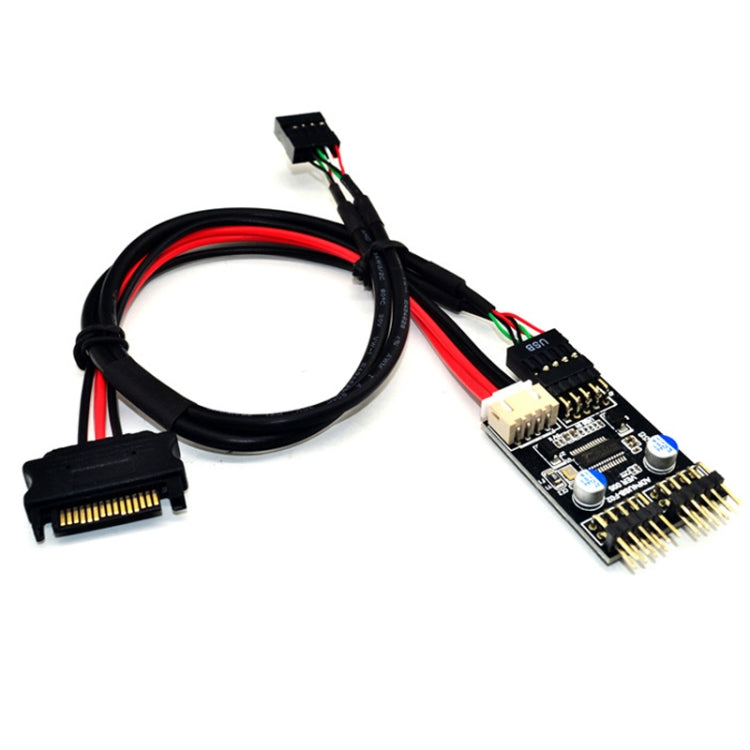 USB2.0 9pin To Dual 9pin Header HUB 1 to 2 Extension Connector Adapter with SATA Power Cable - HoMEdemic™ 