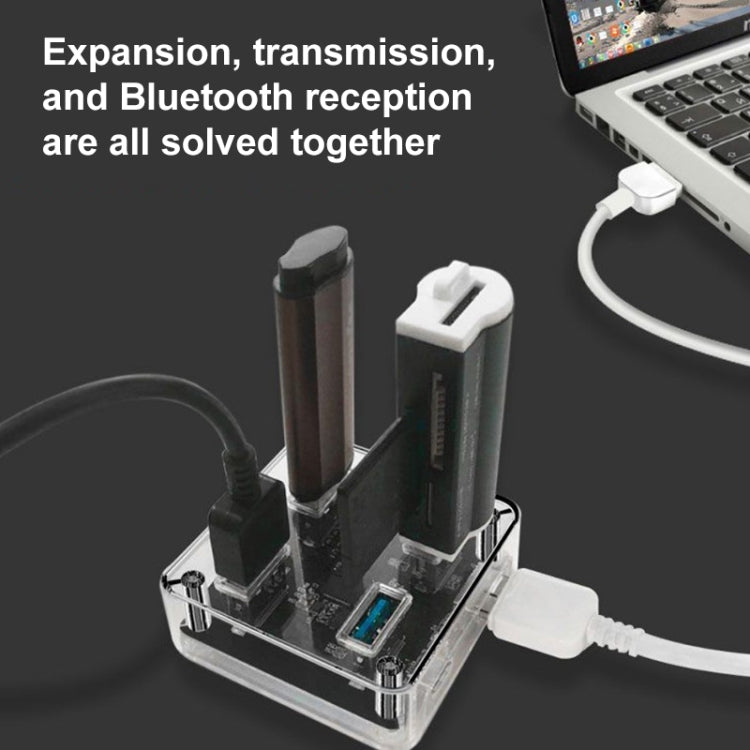 USB3.0 4 in 1 Multifunctional Desktop Square Transparent HUB - HoMEdemic™ 