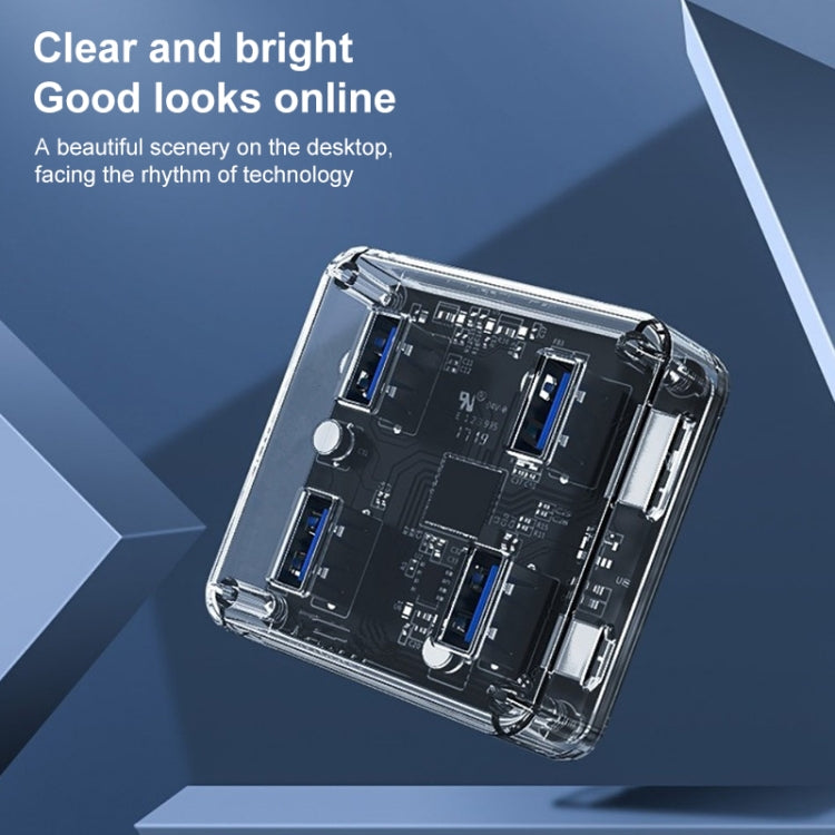 USB3.0 4 in 1 Multifunctional Desktop Square Transparent HUB - HoMEdemic™ 