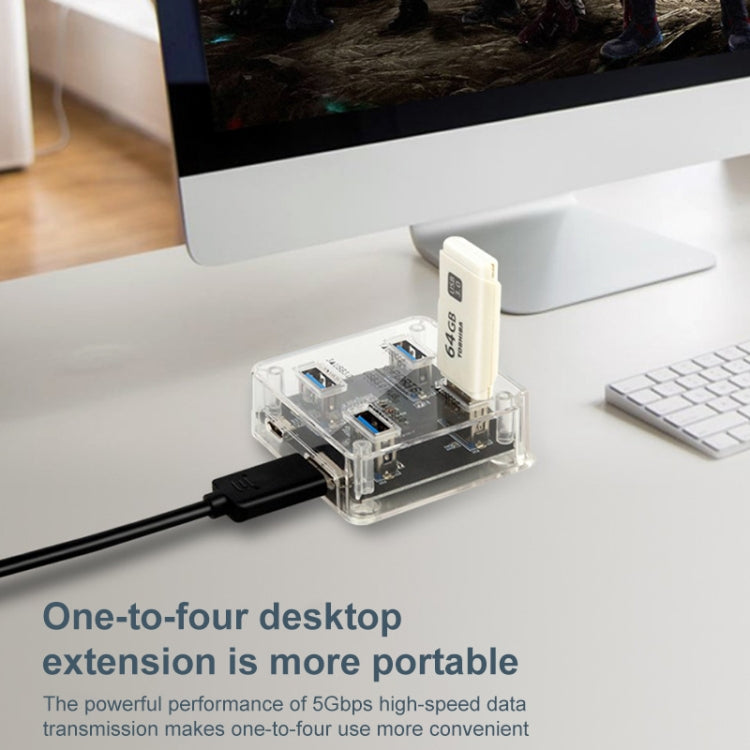 USB3.0 4 in 1 Multifunctional Desktop Square Transparent HUB - HoMEdemic™ 