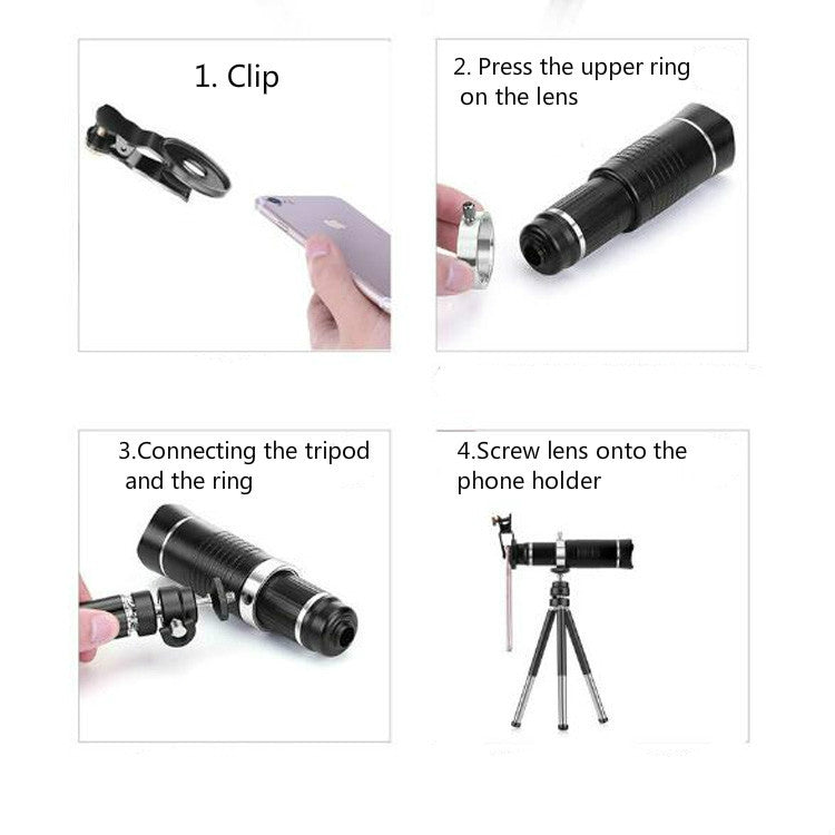 Universal 20 Times Mobile Phone Telephoto Lens Monocular Live Broadcast HD 4K No Vignetting Lens - HoMEdemic™ 
