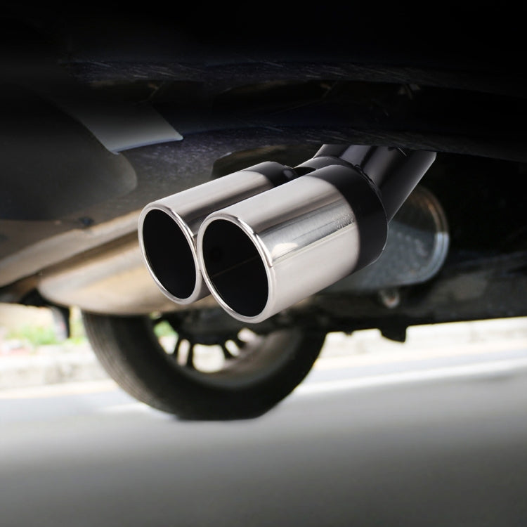 Universal Car Styling Stainless Steel Curved Double Outlets Exhaust Tail Muffler Tip Pipe, Curved Double - HoMEdemic™ 
