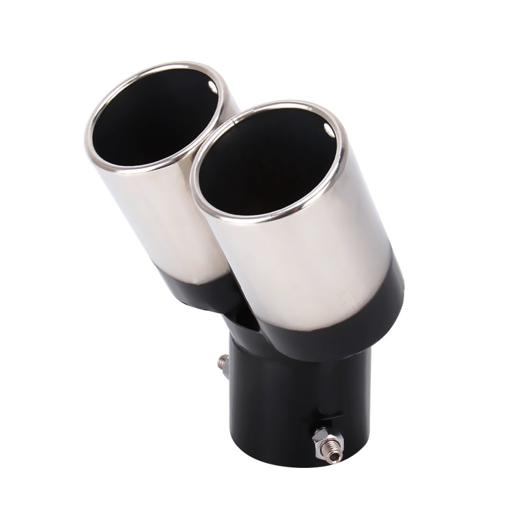 Universal Car Styling Stainless Steel Curved Double Outlets Exhaust Tail Muffler Tip Pipe, Curved Double - HoMEdemic™ 