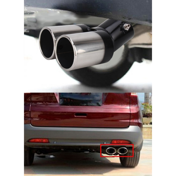 Universal Car Styling Stainless Steel Curved Double Outlets Exhaust Tail Muffler Tip Pipe, Curved Double - HoMEdemic™ 