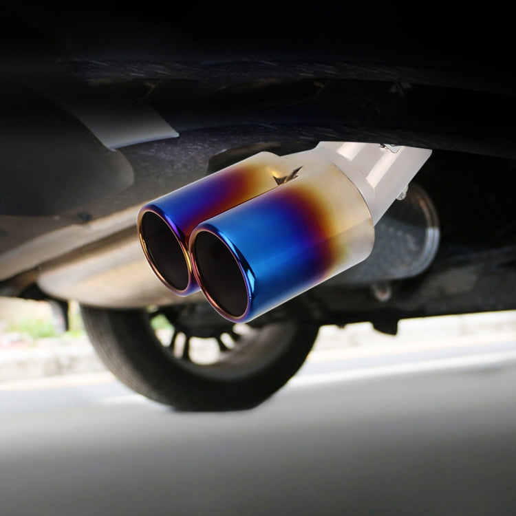 Universal Car Styling Stainless Steel Curved Double Outlets Exhaust Tail Muffler Tip Pipe, Curved Double - HoMEdemic™ 