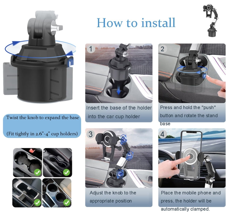 Universal Long Tube 3 Joints Adjustable Car Water Cup Position Cell Phone Holder(S0666A Silver) - HoMEdemic™ 