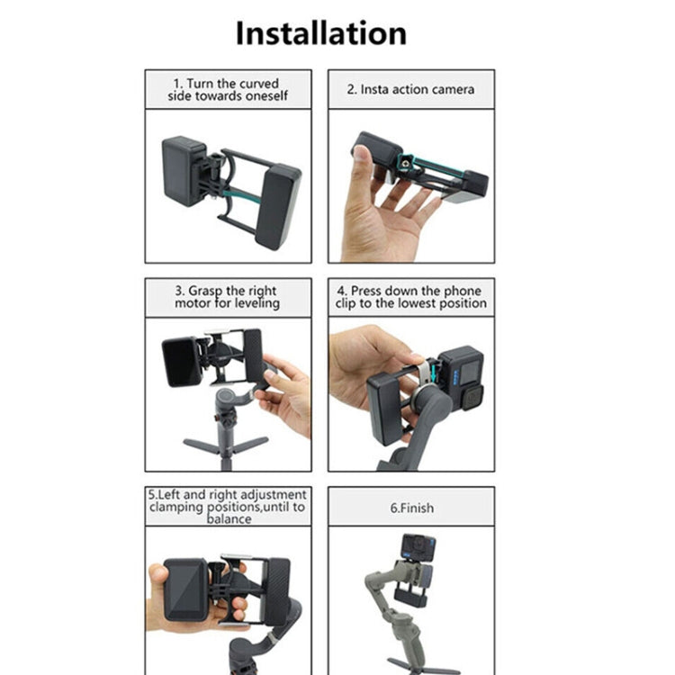 Universal Phone Gimbal to Sports Camera Adapter For DJI OSMO 6 / 5 / 4 / 3 to Gopro DJI Action 4(Black) - HoMEdemic™ 