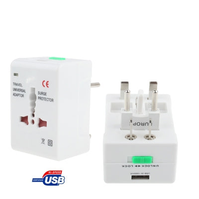 Universal US / EU / AU / UK Travel AC Power Adaptor Plug with USB Charger Socket, With USB Port - HoMEdemic™ 