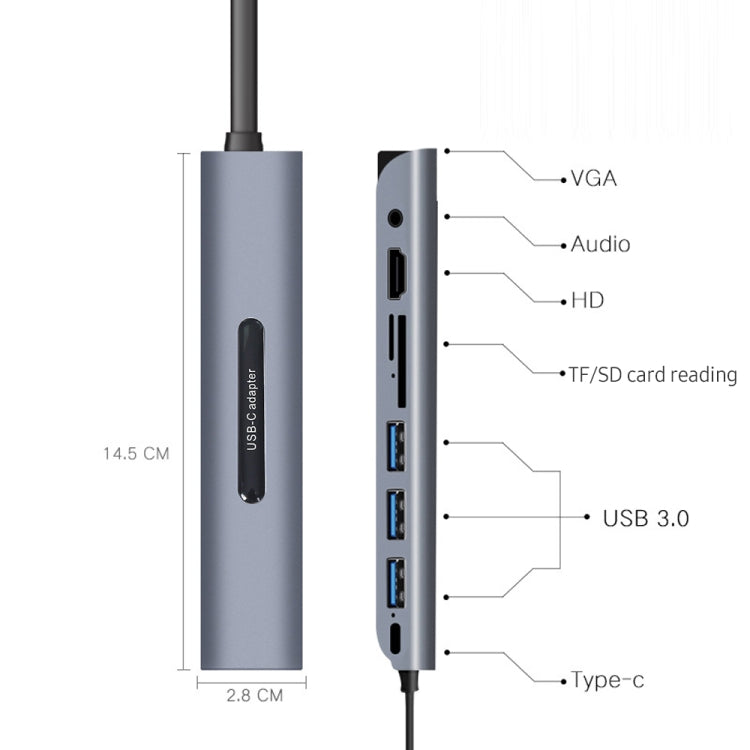 V161B 9-in-1 Type-C to HD / VGA / USB3.0 / SD / 3.5mm Audio / TF Card Reader HUB, V161B - HoMEdemic™ 