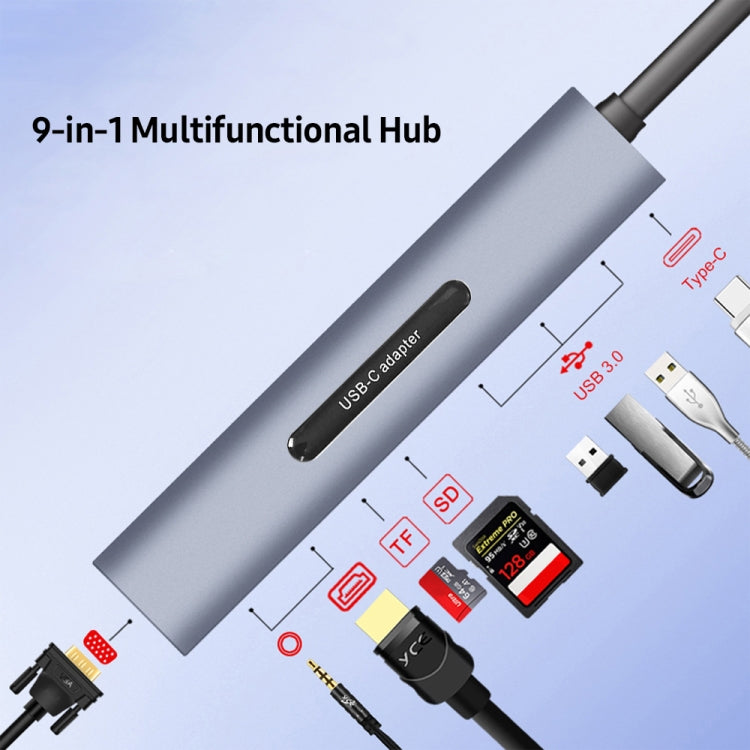 V161B 9-in-1 Type-C to HD / VGA / USB3.0 / SD / 3.5mm Audio / TF Card Reader HUB, V161B - HoMEdemic™ 