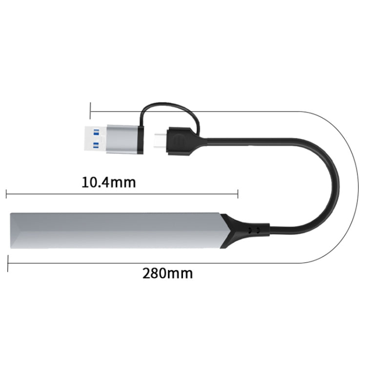 V253B 5 in 1 USB + USB-C/Type-C to USB Multifunctional Docking Station HUB Adapter, V253B - HoMEdemic™ 