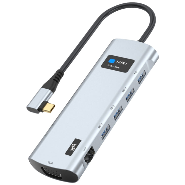 V261A 12 in 1 Elbow USB-C/Type-C to USB Digital Display Docking Station HUB Adapter - HoMEdemic™ 