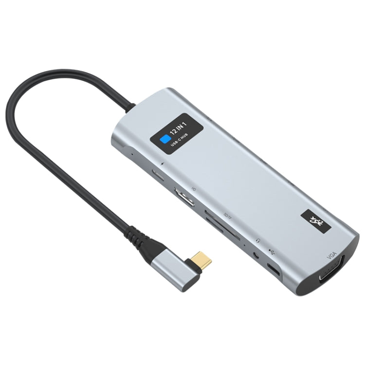 V261A 12 in 1 Elbow USB-C/Type-C to USB Digital Display Docking Station HUB Adapter - HoMEdemic™ 