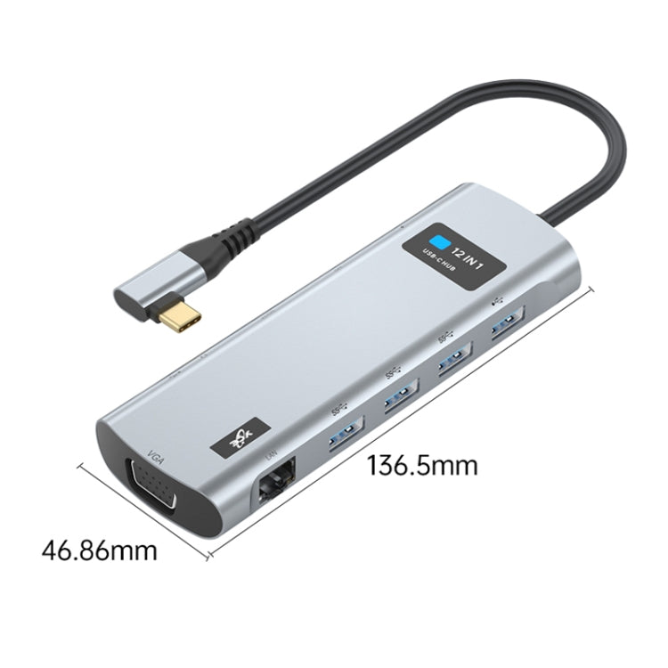 V261A 12 in 1 Elbow USB-C/Type-C to USB Digital Display Docking Station HUB Adapter - HoMEdemic™ 