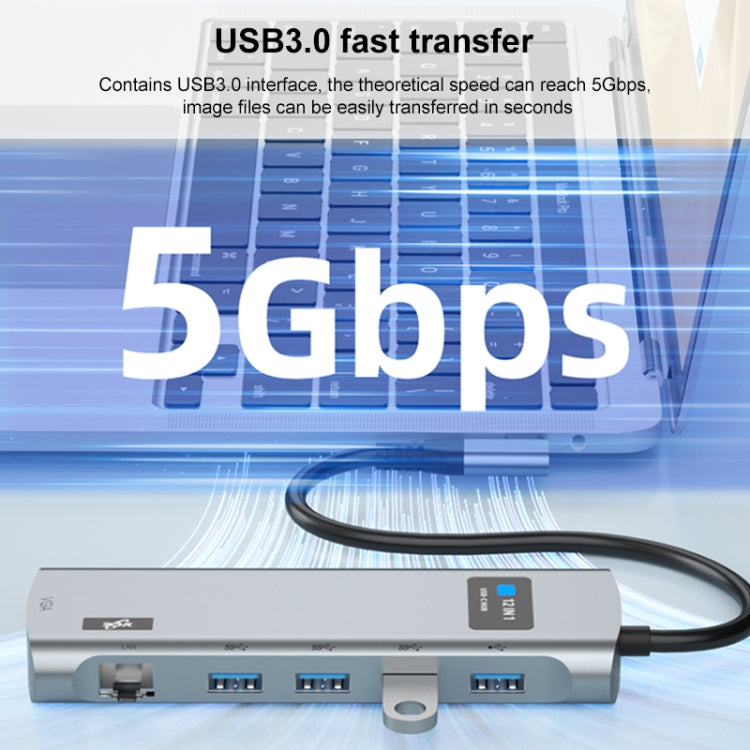 V261A 12 in 1 Elbow USB-C/Type-C to USB Digital Display Docking Station HUB Adapter - HoMEdemic™ 