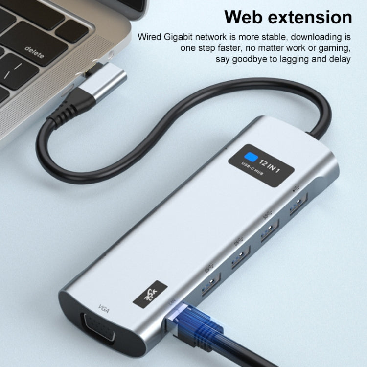 V261A 12 in 1 Elbow USB-C/Type-C to USB Digital Display Docking Station HUB Adapter - HoMEdemic™ 