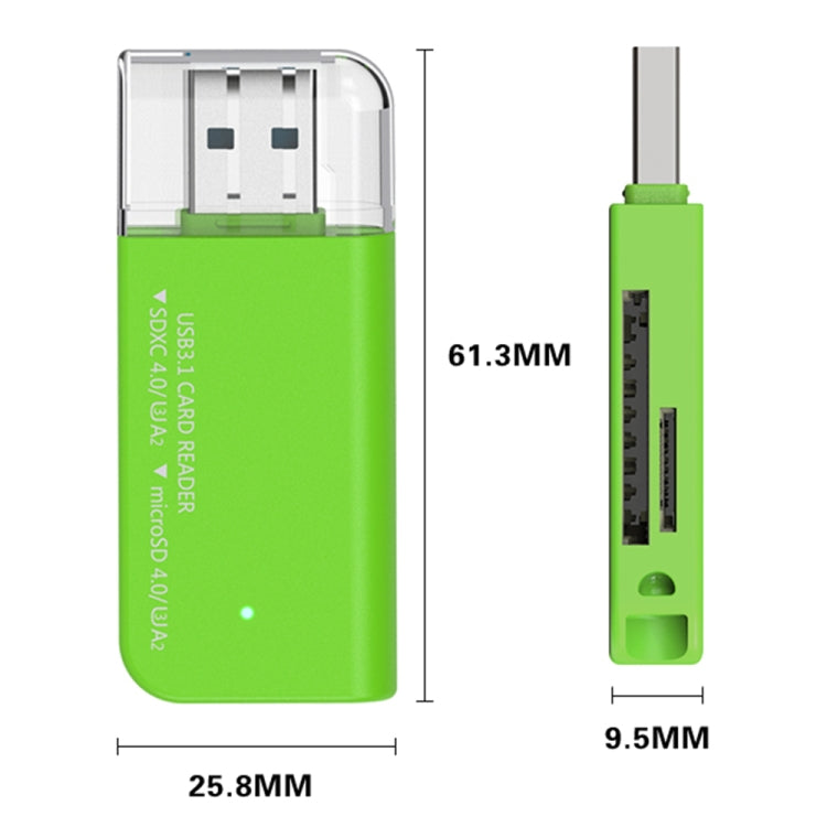 V30 / V60 / V90 USB3.1 Multifunction Card Reader Support SD / TF Card (Green) - HoMEdemic™ 